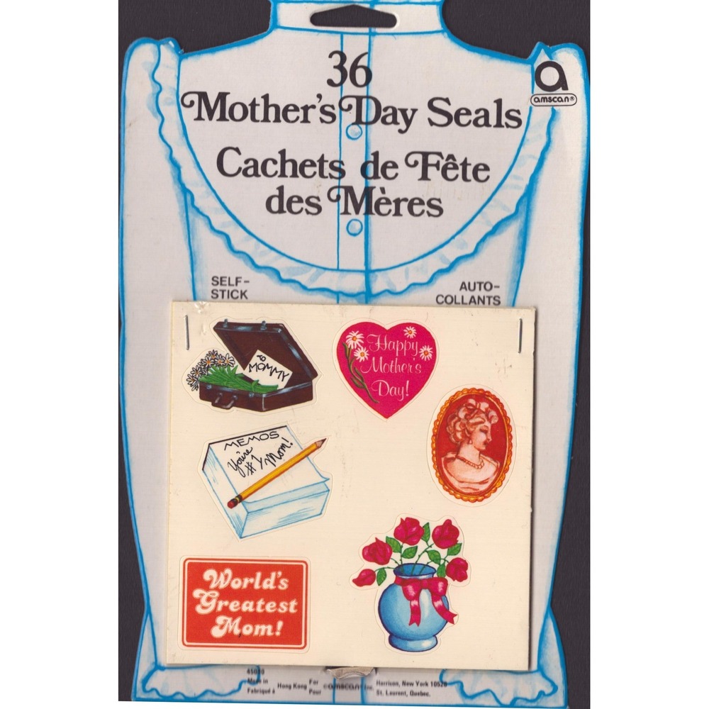 Vintage Amscan Mothers Day and Fathers Day Seals 72 Self-Stick Stickers 45075
